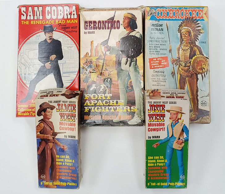 MARX Johnny West HUGE action figure, Horses and accessory lot