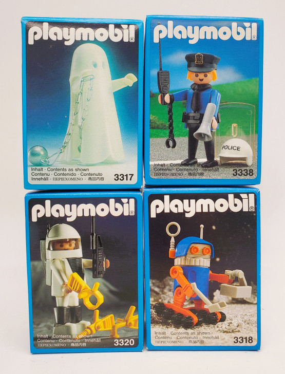 Playmobil figure lot Ghost, Robot, Astronaut and Police set of 4