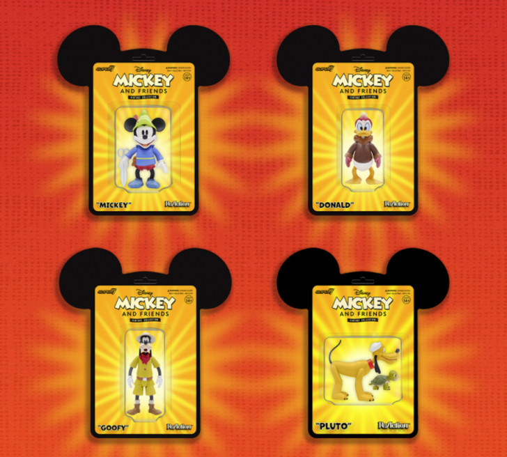 Super7  Mickey and Friends 3.75" ReAction Series 1 Action Figure Set of 4