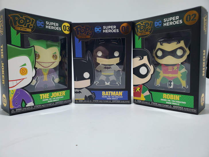 Funko Pop! Pin DC Batman, Robin and Joker Set of 3