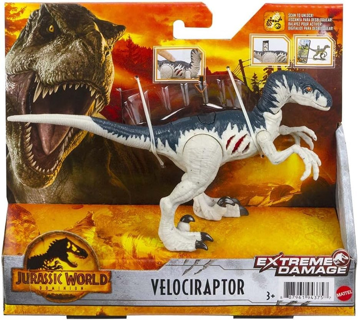 Jurassic World Dominion Extreme Damage Velociraptor Dinosaur Action Figure