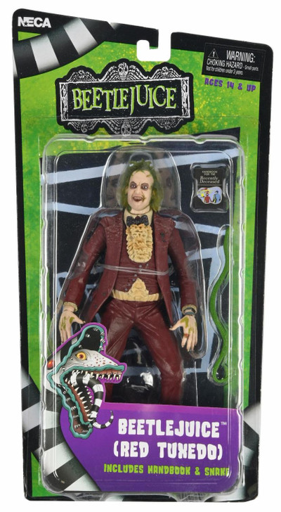 Beetlejuice (1988) - 7" Scale Action Figure – Red Tuxedo Beetlejuice in Blister Packaging