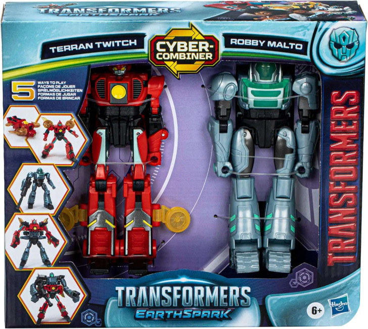 Transformers EarthSpark Terran Twitch and Robby Malto Cyber-Combiner Action Figure Set - 2pk
