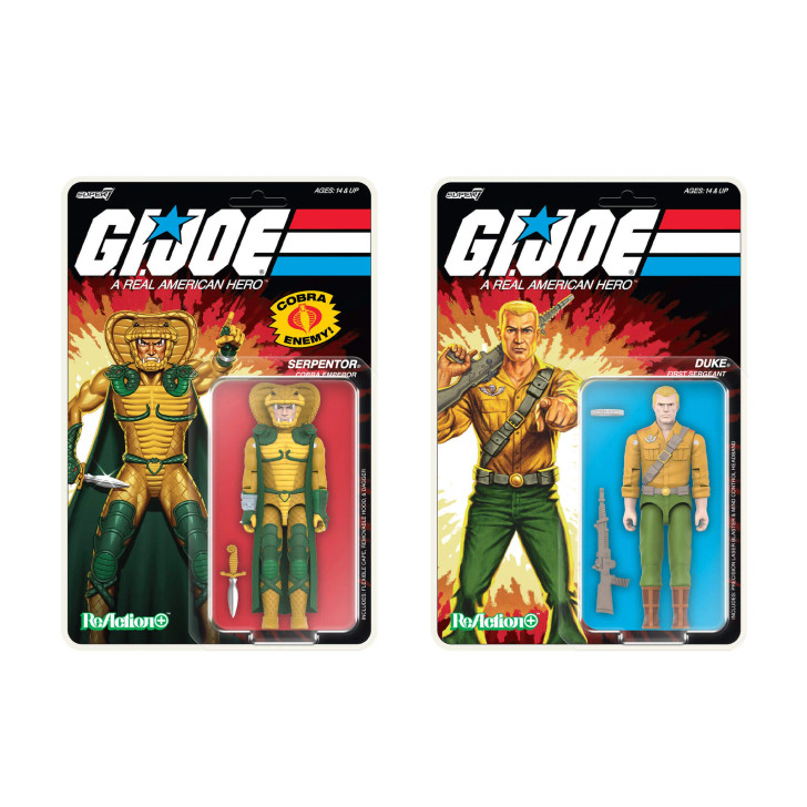 Super7 G.I. Joe ReAction+ Wave 2 Serpentor (Cartoon) and Duke