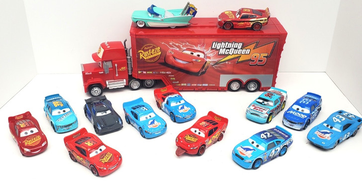 Disney Pixar Cars MACK transforming truck playset and 13 CARS (no