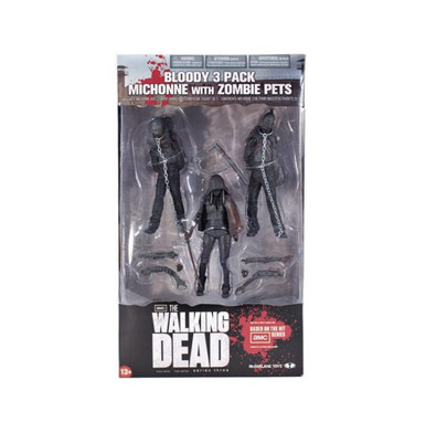 McFarlane Toys The Walking Dead TV Series 3 Bloody Black and White Michonne  and Pet Zombie Action Figure, 3-Pack