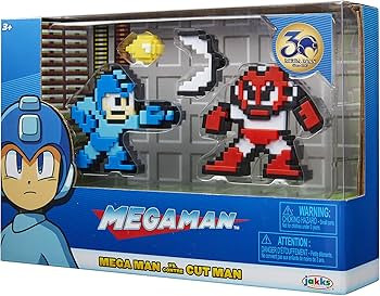 Classic 8-Bit Blue Mega Man vs. Cut Man Mini Figure 2-Pack