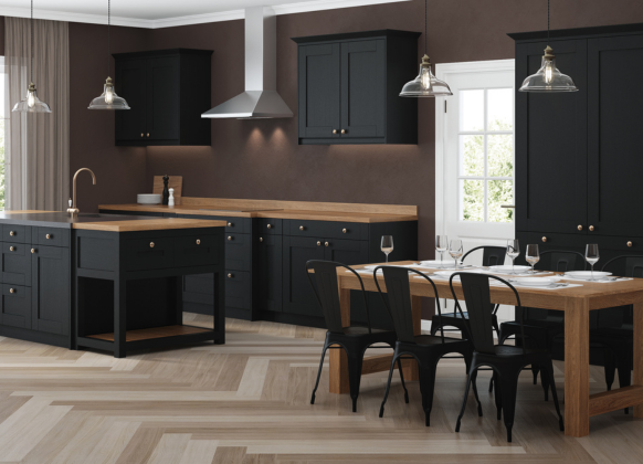 black cabinets