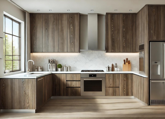 medium stain cabinets