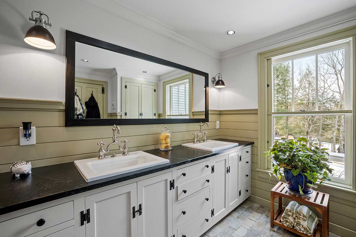 bathroom remodel white square cabinet doors and drawer fronts