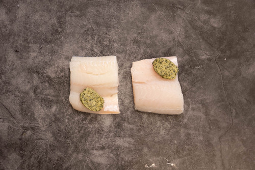 2 Cod Fillets portions with Lemon Zest and Herb butter 2 Cod Fillets portions with Lemon Zest and Herb butter