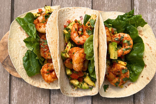 King Prawn Tacos with Homemade Guacamole