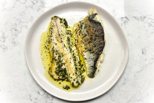 2 Sea Bass Fillets with Pesto Melt
