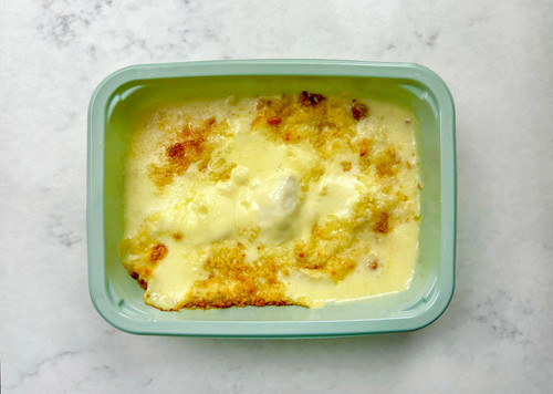 Haddock Bake with cheese and prawns