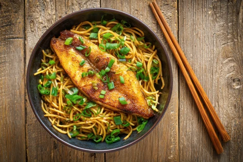 Miso Sea Bass with Sesame Noodles & Pak Choi