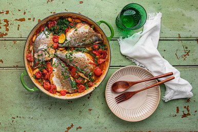 Pan Fried Sea Bream Recipe with Butter Bean & Tomato Stew