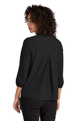 MERCER+METTLE Women's Stretch Crepe 3/4-Sleeve Blouse