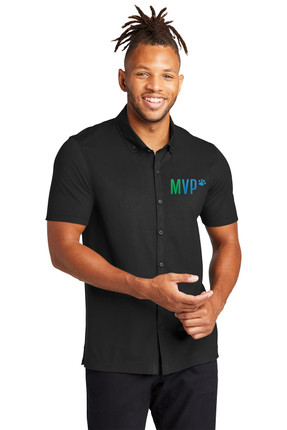 MERCER+METTLE Stretch Pique Full-Button Polo