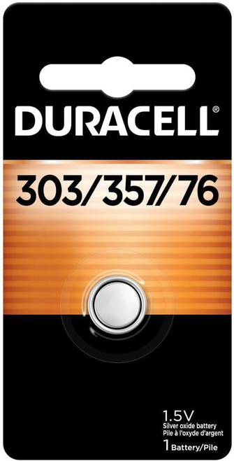 Duracell 303/357 SR44 1.5V silver oxide button cell battery, 1 pack