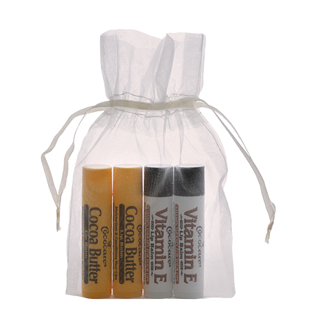 Cocoa Butter and Vitamin E  4 Piece Lip Balm Gift Bag