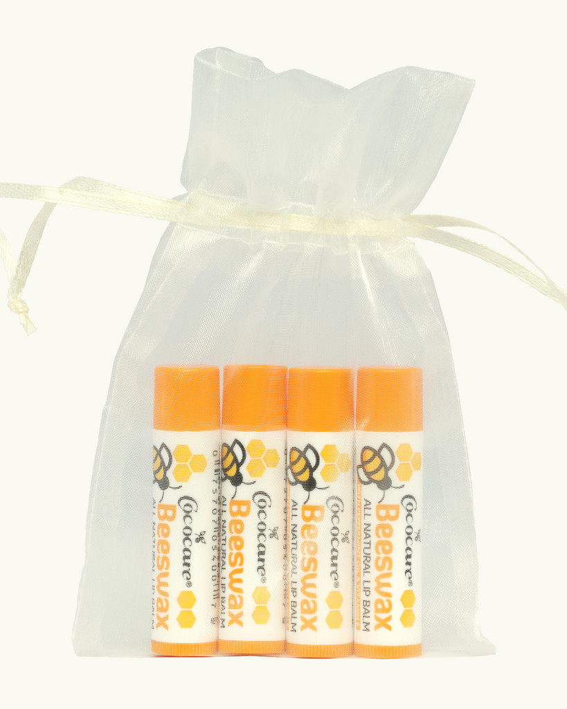 All Natural Beeswax 4 Piece Lip Balm Gift Bag