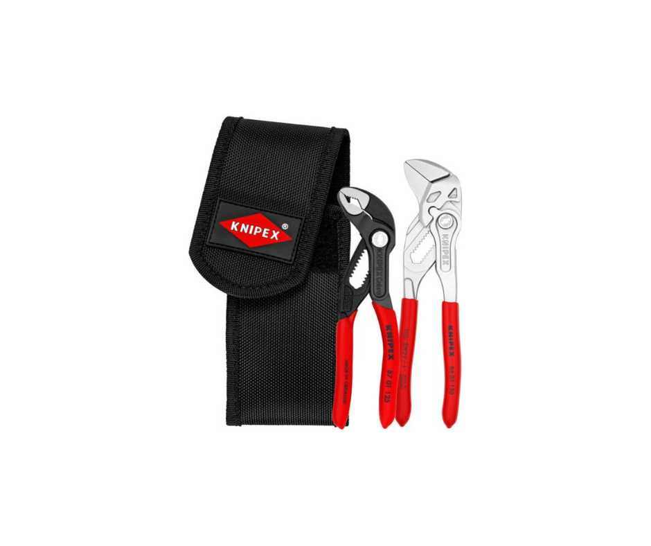 Knipex Mini Pliers Set of 2, Cobra and Pliers Wrench with Belt