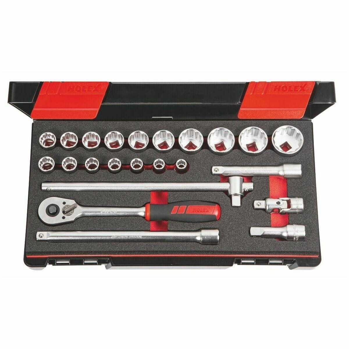 637818) Socket set 1/2 inch square drive 23 pieces