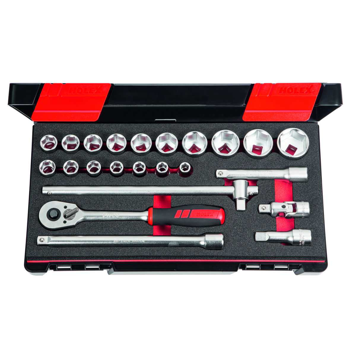 637818) Socket set 1/2 inch square drive 23 pieces