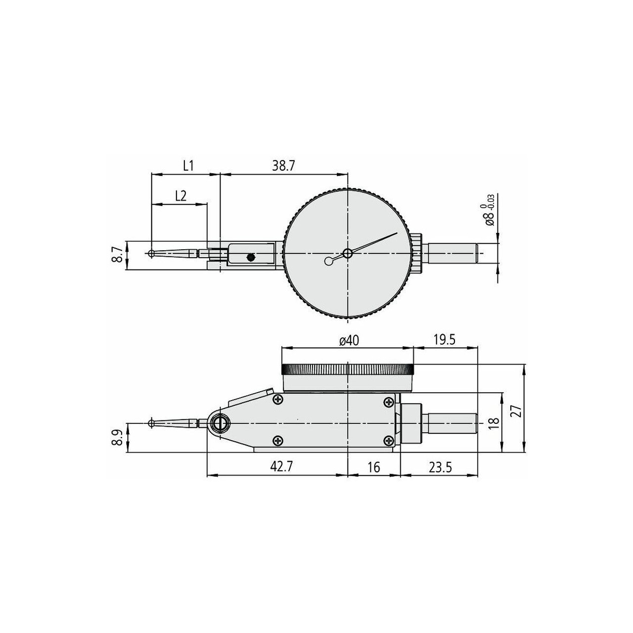 Mitutoyo Series 513 Horizontal Dial Test Indicator