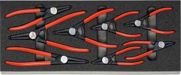 Holex Precision Circlip Pliers in Rigid Foam Inlay, 8 Pieces
