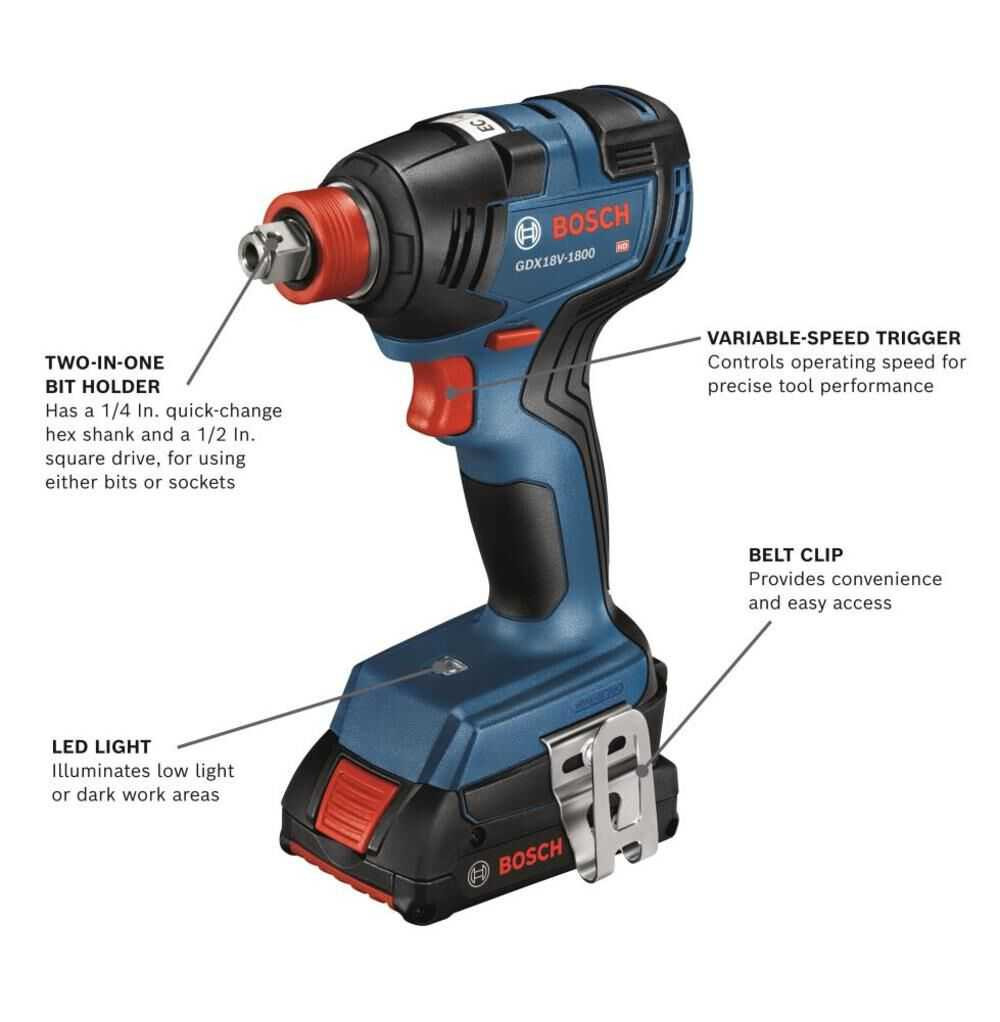 Bosch 18V EC Brushless Connected-Ready Freak 1/4 in and 1/2 Two-in