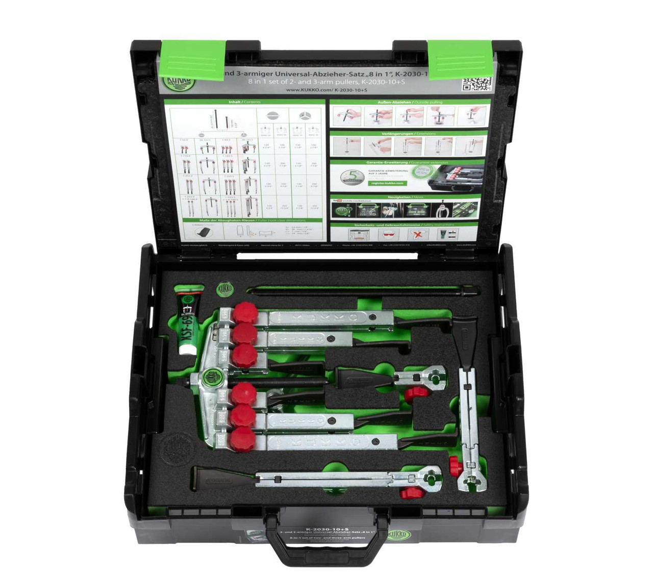 Kukko 13-piece universal puller set (2-jaw and 3-jaw) with narrow