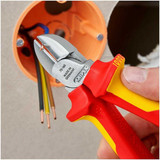 Knipex VDE Diagonal Side Cutters 725300 in use alternate view