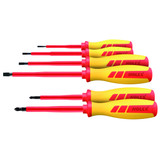 HOLEX Electrician's screwdriver set, 6 pieces for slot-head and Pozidriv, VDE fully insulated