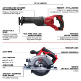 Specifications for the Milwaukee M18™ SAWZALL® Reciprocating Saw and the M18™ 6 ½" Circular Saw (Tool Only)