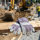 Industry Grade Split Cowhide Leather Palm Glove with Fabric Back and Rubberized Safety Cuff