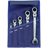 GARANT Open ended spanner / ratchet ring spanner set, in a tool wallet with swivel head