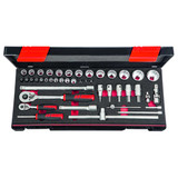 HOLEX Socket set 1/4; 1/2 inch square drive 43 pieces