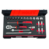HOLEX Socket set 1/4 inch square drive 21 pieces