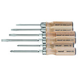 HOLEX Screwdriver set, with wooden handle, 6 pieces For slot-head and Phillips