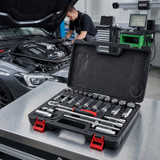 4045197955975 Holex Socket Set 3/8 inch Square Drive 28 Pieces Carrying Case Plastic Inlays Holex 630047 28 in use