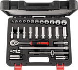 4045197955975 Holex Socket Set 3/8 inch Square Drive 28 Pieces Carrying Case Plastic Inlays Holex 630047 28