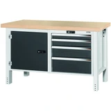 GARANT GridLine Workbench, left side cupboard, right side 4 drawers, Beech marine ply worktop, 20x20G