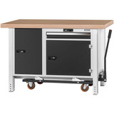 GARANT GridLine Workbench with undercarriage, with height adjuster and vice, with beech marine ply worktop, 20x20G