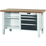 GARANT GridLine Workbench, left side open, right side 4 drawers, Bamboo worktop, 20x20G