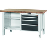 GARANT GridLine Workbench, left side open, right side 4 drawers, Bamboo worktop, 20x20G