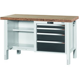 GARANT GridLine Workbench, left side open, right side 4 drawers, Bamboo worktop, 20x20G