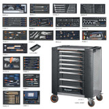 Garant GridLine Tool Cart with 8 Full Extension Drawers, 219 Piece Tool Set with all 19 Rigid Foam Inlays