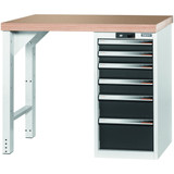 GARANT GridLine Vario workbench with drawer casing 16G, height 850 mm, Beech marine ply worktop, 12x20G