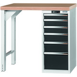 GARANT GridLine Vario workbench with drawer casing 16G, height 950 mm, Beech marine ply worktop, 12x20G